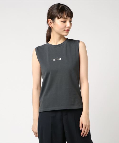 ottilie(オティーリエ)の「ちびHELLOノースリーブTシャツ(Tシャツ/カットソー・レディース・ブラック/ベージュ/グレー/オフホワイト・FREE)」の17枚目の写真