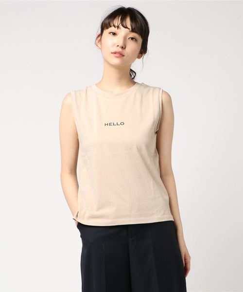 ottilie(オティーリエ)の「ちびHELLOノースリーブTシャツ(Tシャツ/カットソー・レディース・ブラック/ベージュ/グレー/オフホワイト・FREE)」の18枚目の写真