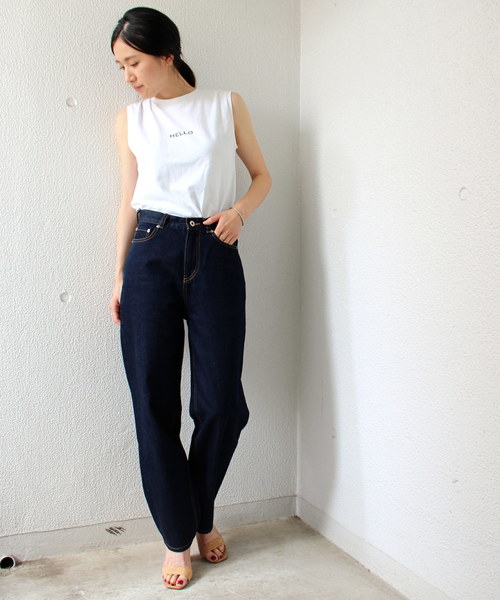 ottilie(オティーリエ)の「ちびHELLOノースリーブTシャツ(Tシャツ/カットソー・レディース・ブラック/ベージュ/グレー/オフホワイト・FREE)」の8枚目の写真