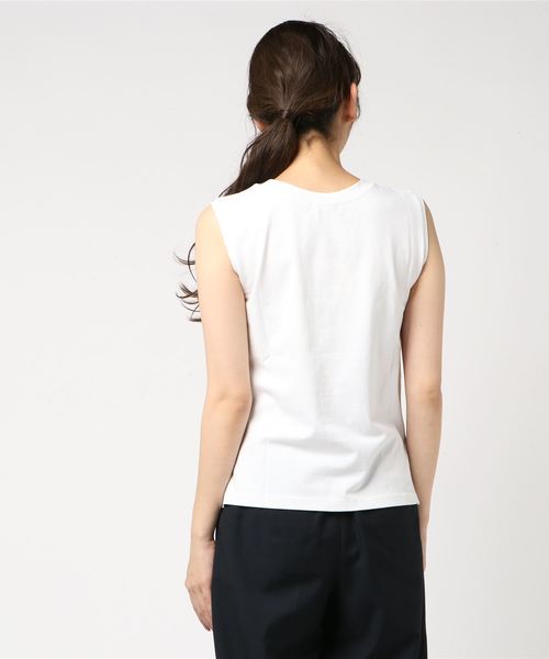 ottilie(オティーリエ)の「ちびHELLOノースリーブTシャツ(Tシャツ/カットソー・レディース・ブラック/ベージュ/グレー/オフホワイト・FREE)」の6枚目の写真