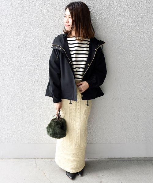 liflattie ships（リフラティ シップス）の「liflattie ships:フードジップブルゾン◇（ブルゾン・レディース・ブラック/ベージュ/グリーン・SMALL/MEDIUM）」の4枚目の写真