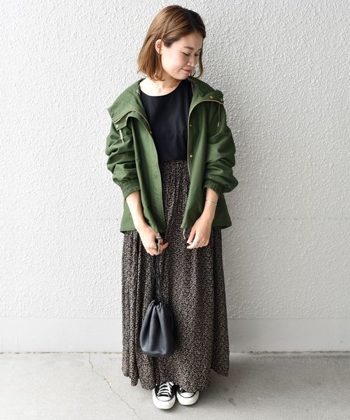 liflattie ships（リフラティ シップス）の「liflattie ships:フードジップブルゾン◇（ブルゾン・レディース・ブラック/ベージュ/グリーン・SMALL/MEDIUM）」の7枚目の写真