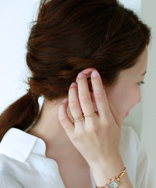 colleca la（コレカラ）の「MIX素材のセットリング（リング・レディース・シルバー/ゴールド・FREE）」の3枚目の写真