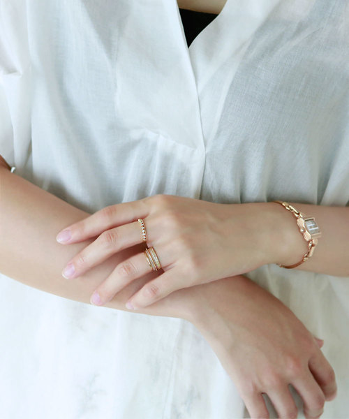 colleca la（コレカラ）の「MIX素材のセットリング（リング・レディース・シルバー/ゴールド・FREE）」の4枚目の写真