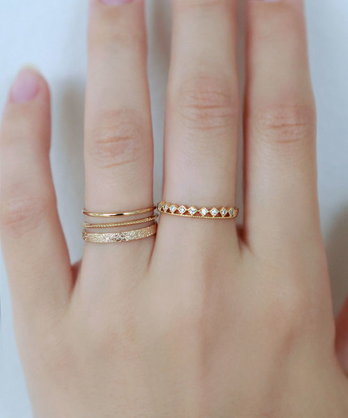 colleca la（コレカラ）の「MIX素材のセットリング（リング・レディース・シルバー/ゴールド・FREE）」の5枚目の写真