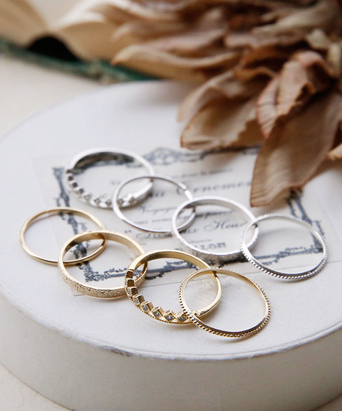 colleca la（コレカラ）の「MIX素材のセットリング（リング・レディース・シルバー/ゴールド・FREE）」の6枚目の写真