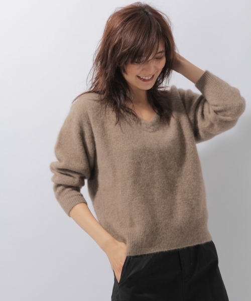 laboratory work（ラボラトリーワーク）の「プレミアム３者混Ｖネックニット（ニット/セーター・レディース・ネイビー/ブラウン/オレンジ・MEDIUM）」の2枚目の写真