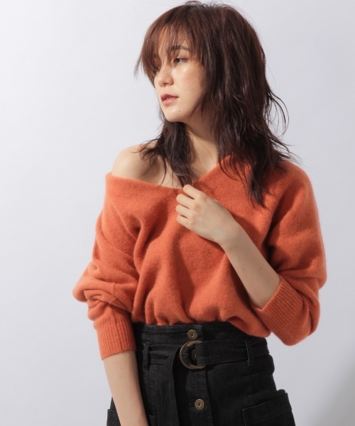 laboratory work（ラボラトリーワーク）の「プレミアム３者混Ｖネックニット（ニット/セーター・レディース・ネイビー/ブラウン/オレンジ・MEDIUM）」の3枚目の写真