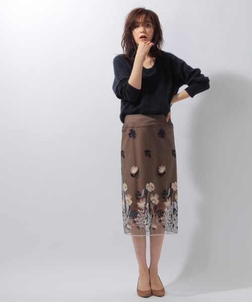 laboratory work（ラボラトリーワーク）の「プレミアム３者混Ｖネックニット（ニット/セーター・レディース・ネイビー/ブラウン/オレンジ・MEDIUM）」の4枚目の写真