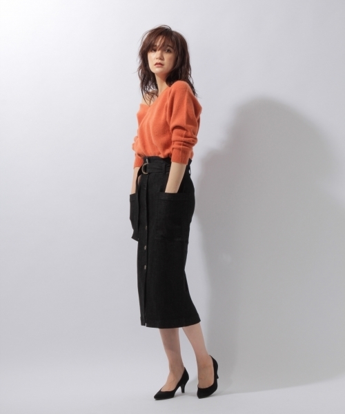 laboratory work（ラボラトリーワーク）の「プレミアム３者混Ｖネックニット（ニット/セーター・レディース・ネイビー/ブラウン/オレンジ・MEDIUM）」の5枚目の写真