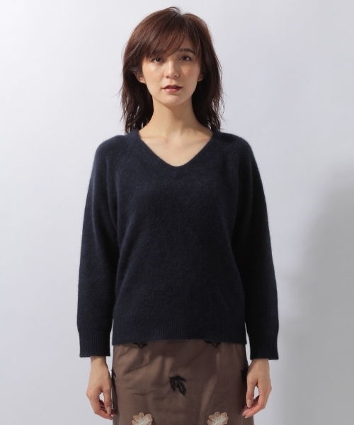 laboratory work（ラボラトリーワーク）の「プレミアム３者混Ｖネックニット（ニット/セーター・レディース・ネイビー/ブラウン/オレンジ・MEDIUM）」の7枚目の写真