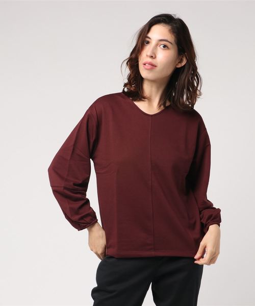 SEVENDAYS=SUNDAY（セブンデイズサンデイ）の「・Vネック袖タックプルオーバー（Tシャツ/カットソー・レディース・ベージュ/グレー/ブラック/ボルドー・FREE）」の4枚目の写真