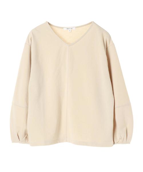 SEVENDAYS=SUNDAY（セブンデイズサンデイ）の「・Vネック袖タックプルオーバー（Tシャツ/カットソー・レディース・ベージュ/グレー/ブラック/ボルドー・FREE）」の9枚目の写真