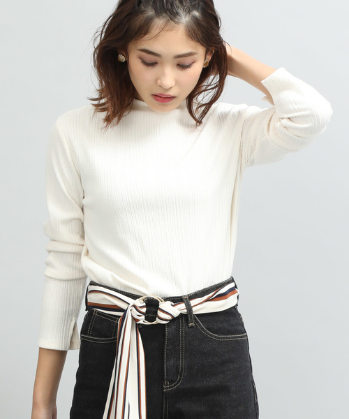 VIS（ビス）の「【KEEP WARM】ボトルネック起毛テレコプルオーバー（Tシャツ/カットソー・レディース・ホワイト/ブラック/グレー/ワイン/ブルー系その他4・FREE）」の2枚目の写真