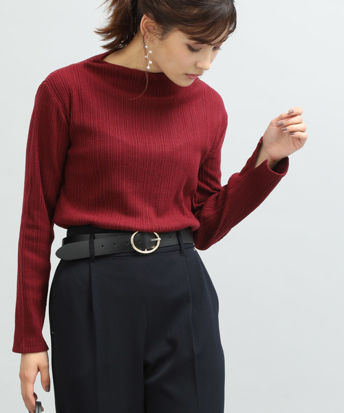 VIS（ビス）の「【KEEP WARM】ボトルネック起毛テレコプルオーバー（Tシャツ/カットソー・レディース・ホワイト/ブラック/グレー/ワイン/ブルー系その他4・FREE）」の5枚目の写真