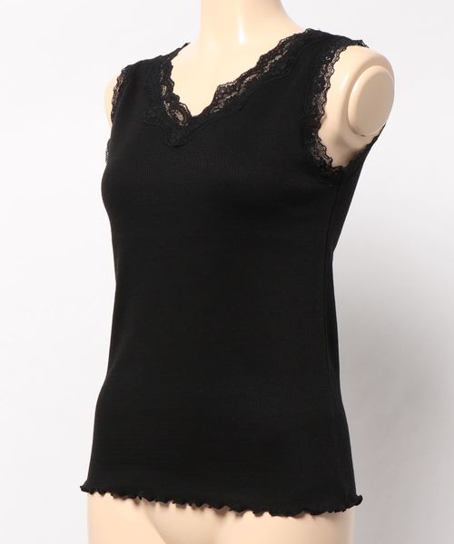 natural couture（ナチュラルクチュール）の「ハニカムレースタンク（タンクトップ・レディース・ラベンダー/アイボリー/ブラック/モカ・FREE）」の5枚目の写真