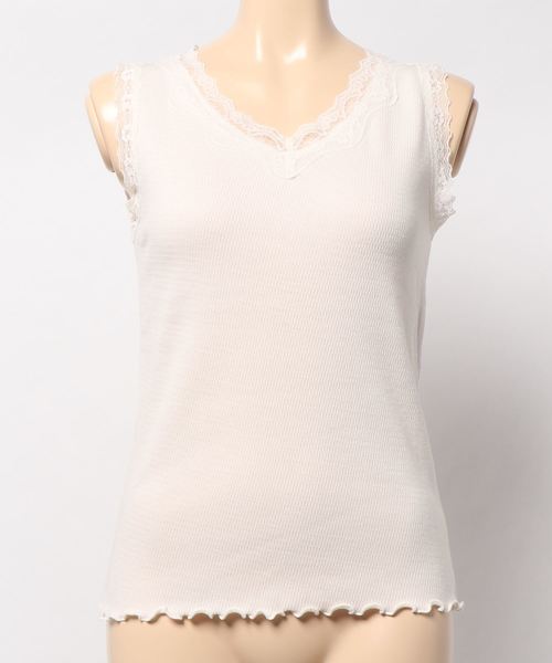 natural couture（ナチュラルクチュール）の「ハニカムレースタンク（タンクトップ・レディース・ラベンダー/アイボリー/ブラック/モカ・FREE）」の7枚目の写真