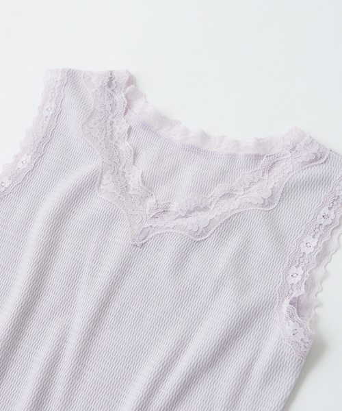 natural couture（ナチュラルクチュール）の「ハニカムレースタンク（タンクトップ・レディース・ラベンダー/アイボリー/ブラック/モカ・FREE）」の12枚目の写真