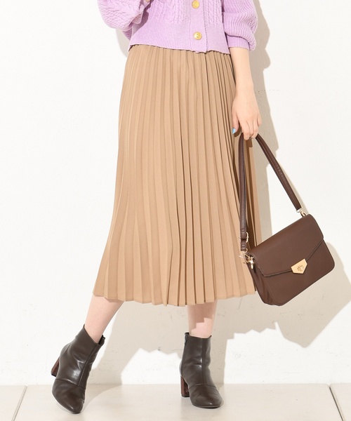 natural couture（ナチュラルクチュール）の「ジョーゼットプリーツスカート（スカート・レディース・ベージュ/パープル/ピンク/グレイッシュベージュ/アイボリー/ピンク系その他/ライム・FREE）」の3枚目の写真