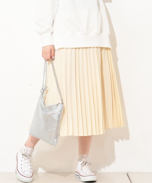 natural couture(ナチュラルクチュール)の「ジョーゼットプリーツスカート(スカート)」|アイボリー