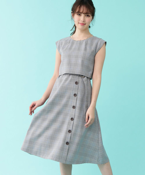 JILL by JILL STUART（ジルバイジルスチュアート）の「カラーラインチェック（ワンピース・レディース・ブラック/ブラウン・SMALL/MEDIUM）」の2枚目の写真