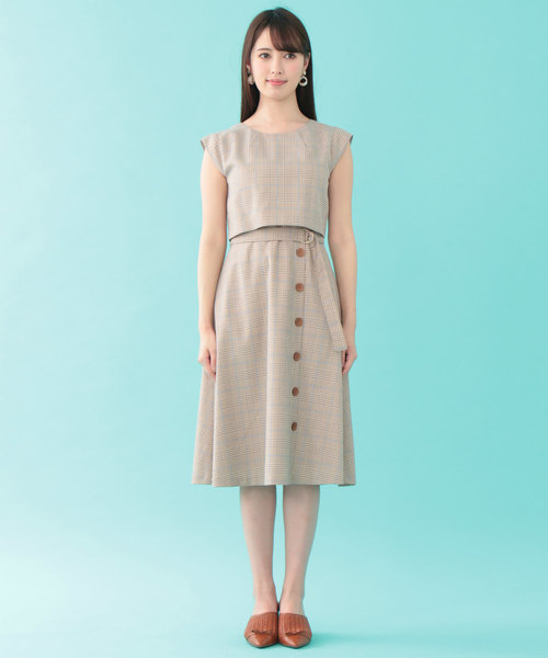 JILL by JILL STUART（ジルバイジルスチュアート）の「カラーラインチェック（ワンピース・レディース・ブラック/ブラウン・SMALL/MEDIUM）」の6枚目の写真