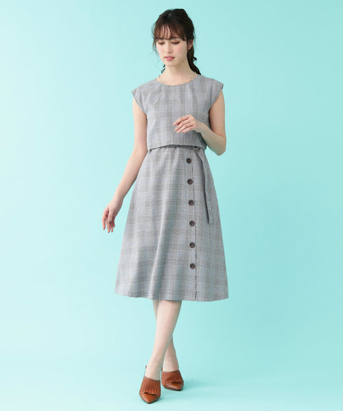 JILL by JILL STUART（ジルバイジルスチュアート）の「カラーラインチェック（ワンピース・レディース・ブラック/ブラウン・SMALL/MEDIUM）」の20枚目の写真