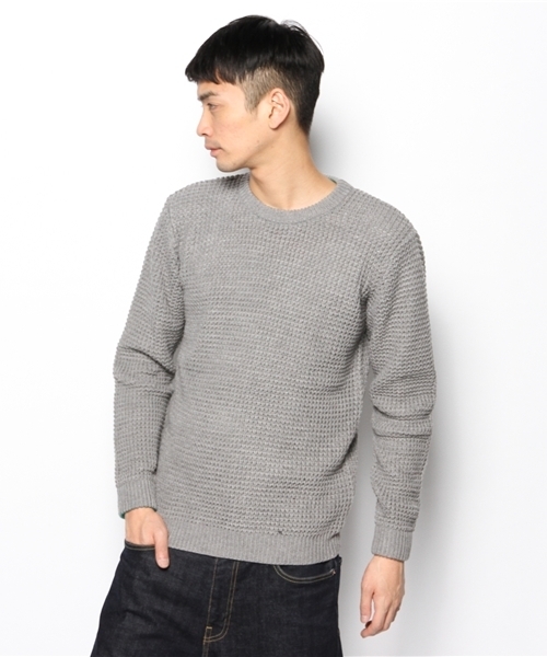WEGO（ウィゴー）の「WEGO/畦編みニット（ニット/セーター・メンズ・杢グレー/ナチュラル/グリーン/ブルー/ネイビー/イエロー/ワイン/その他1・MEDIUM/LARGE）」の2枚目の写真