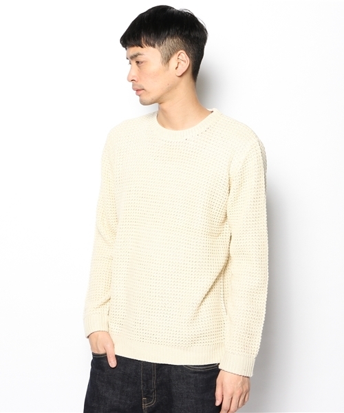 WEGO（ウィゴー）の「WEGO/畦編みニット（ニット/セーター・メンズ・杢グレー/ナチュラル/グリーン/ブルー/ネイビー/イエロー/ワイン/その他1・MEDIUM/LARGE）」の3枚目の写真