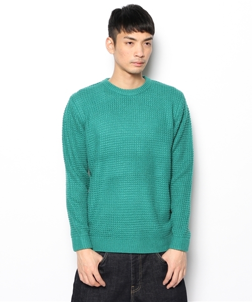 WEGO（ウィゴー）の「WEGO/畦編みニット（ニット/セーター・メンズ・杢グレー/ナチュラル/グリーン/ブルー/ネイビー/イエロー/ワイン/その他1・MEDIUM/LARGE）」の4枚目の写真
