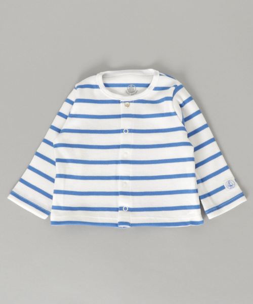 PETIT BATEAU(プチバトー)の「2x2リブ編みマリニエールカーディガン(カーディガン)」|ブルー系その他