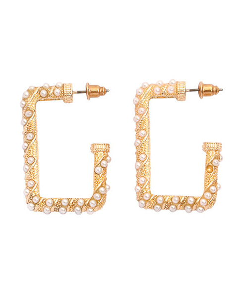 EIMY ISTOIRE（エイミーイストワール）の「モンタナスクエアピアス（ピアス（両耳用）・レディース・ゴールド・FREE）」の3枚目の写真