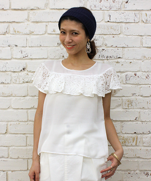 mystic（ミスティック）の「レースSLブラウス（シャツ/ブラウス・レディース・ロイヤルブルー/ベージュ/ブラック/オフホワイト/ブルー・ﾌﾘ-）」の2枚目の写真