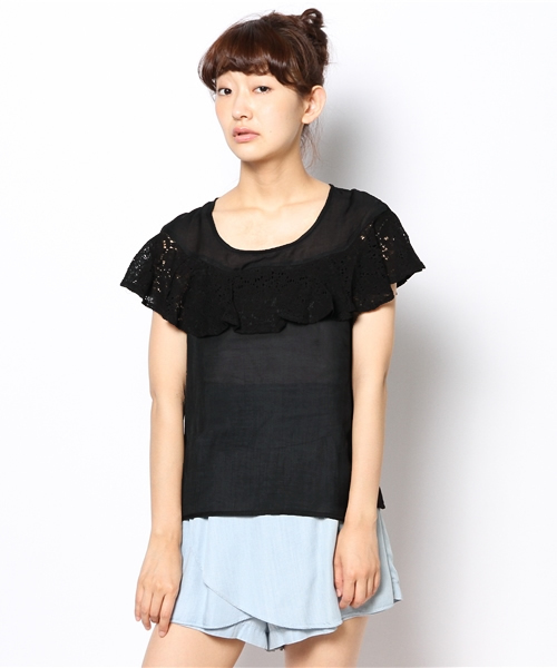 mystic（ミスティック）の「レースSLブラウス（シャツ/ブラウス・レディース・ロイヤルブルー/ベージュ/ブラック/オフホワイト/ブルー・ﾌﾘ-）」の15枚目の写真