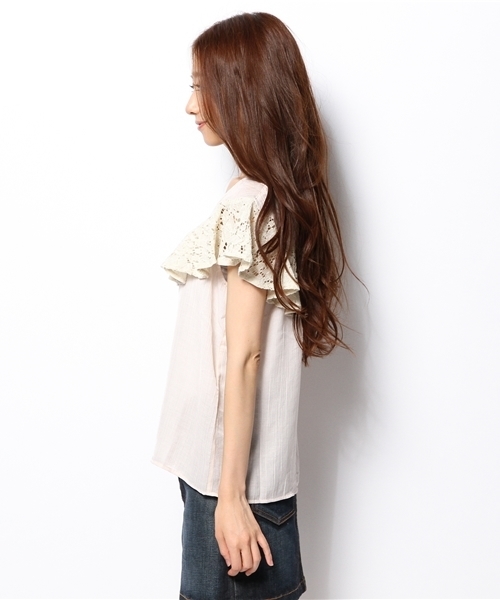 mystic（ミスティック）の「レースSLブラウス（シャツ/ブラウス・レディース・ロイヤルブルー/ベージュ/ブラック/オフホワイト/ブルー・ﾌﾘ-）」の7枚目の写真