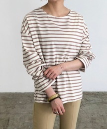 210nouve | オーバーサイズボーダーロングスリーブTシャツ(Tシャツ/カットソー)