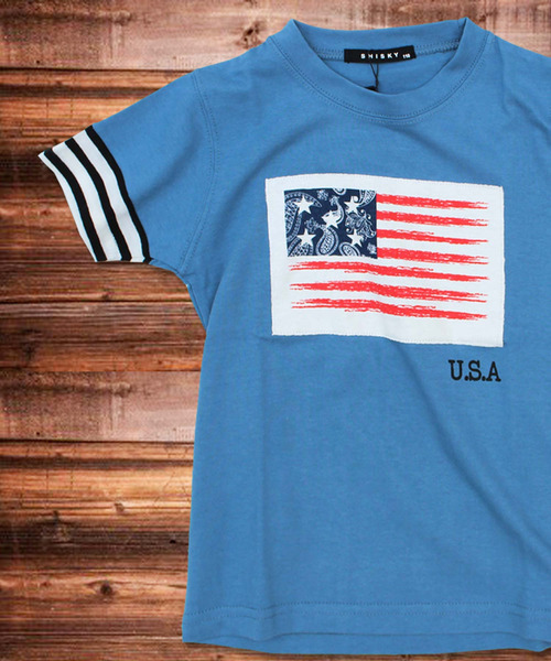 国旗 プリント 袖ボーダー 半袖tシャツ カットソー キッズ Tシャツ カットソー The Casual カジュアル のファッション通販 Zozotown