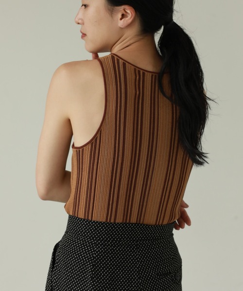 TODAYFUL（トゥデイフル）の「ストライプニットタンクトップ（Stripe