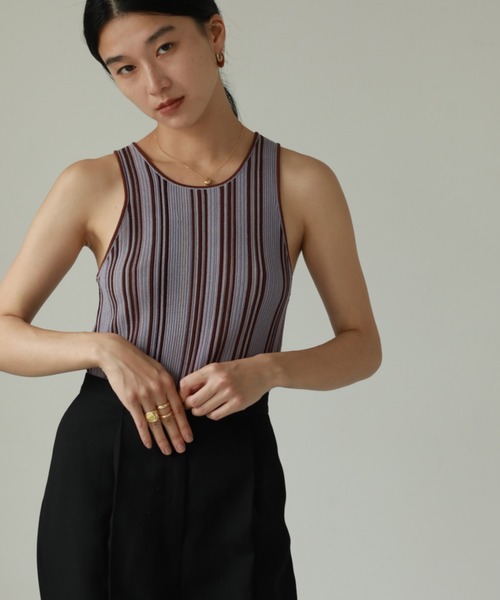 TODAYFUL（トゥデイフル）の「ストライプニットタンクトップ（Stripe