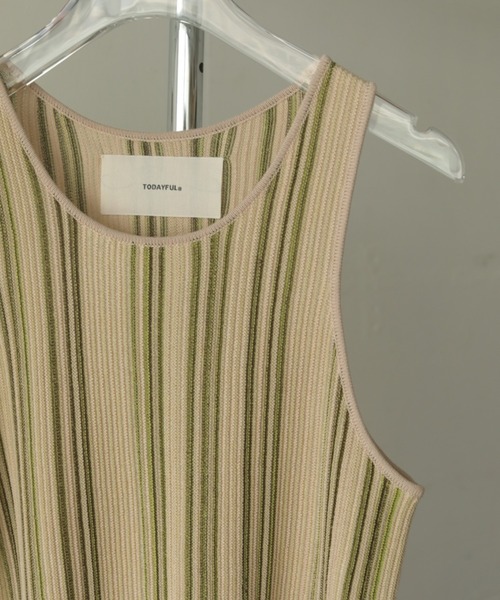 TODAYFUL（トゥデイフル）の「ストライプニットタンクトップ（Stripe