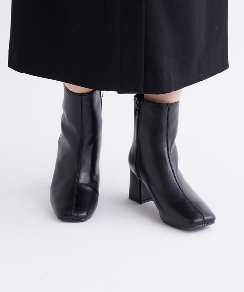 DouDou（ドゥドゥ）の「レザースクエアブーツ（ブーツ・レディース・ブラック・38/37/36）」の5枚目の写真