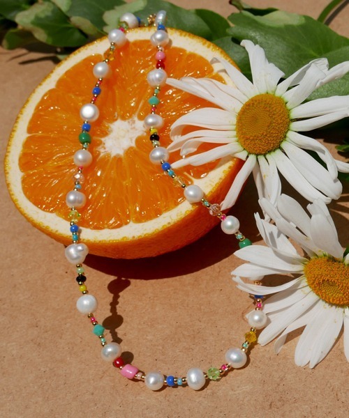 ★VINTAGE HOLLYWOOD★ Pearl n Crystal Beads Necklace_VH24NNN VINTAGE HOLLYWOOD] Pearl n Crystal Beads