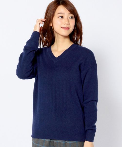 Another Edition（アナザーエディション）の「カシミヤVネックプルオーバー/ AET CASH V/N PO◆（ニット/セーター・レディース・ライトグレー/ベージュ/ワインレッド/ネイビー・フリー）」の16枚目の写真