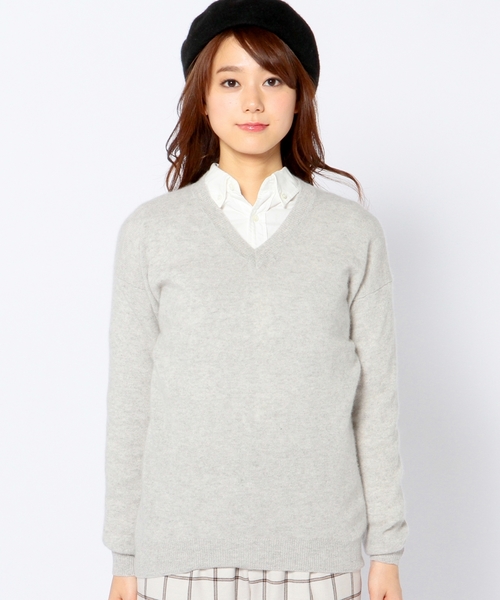 Another Edition（アナザーエディション）の「カシミヤVネックプルオーバー/ AET CASH V/N PO◆（ニット/セーター・レディース・ライトグレー/ベージュ/ワインレッド/ネイビー・フリー）」の10枚目の写真