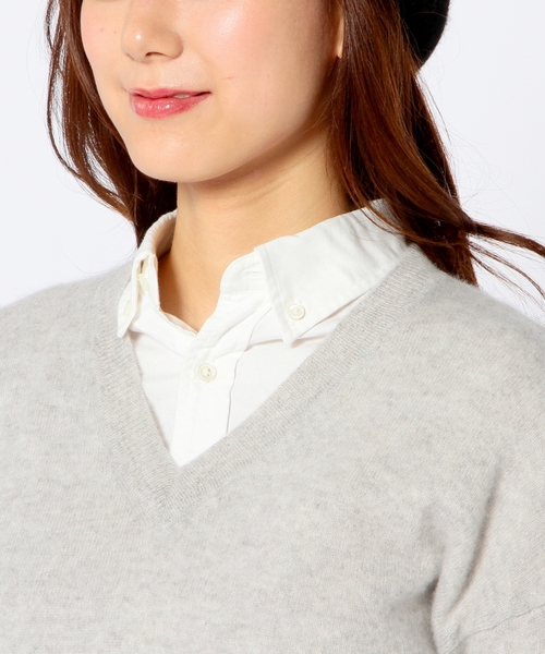 Another Edition（アナザーエディション）の「カシミヤVネックプルオーバー/ AET CASH V/N PO◆（ニット/セーター・レディース・ライトグレー/ベージュ/ワインレッド/ネイビー・フリー）」の13枚目の写真