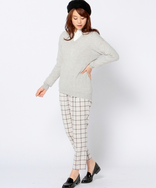 Another Edition（アナザーエディション）の「カシミヤVネックプルオーバー/ AET CASH V/N PO◆（ニット/セーター・レディース・ライトグレー/ベージュ/ワインレッド/ネイビー・フリー）」の9枚目の写真