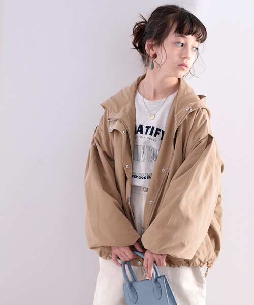 classicalelf（クラシカルエルフ）の「ふんわりシルエットがかわいい万能マンパ。（マウンテンパーカー・キッズ・ブラック/ベージュ/カーキ/キャメル・130/140/150/160）」の12枚目の写真