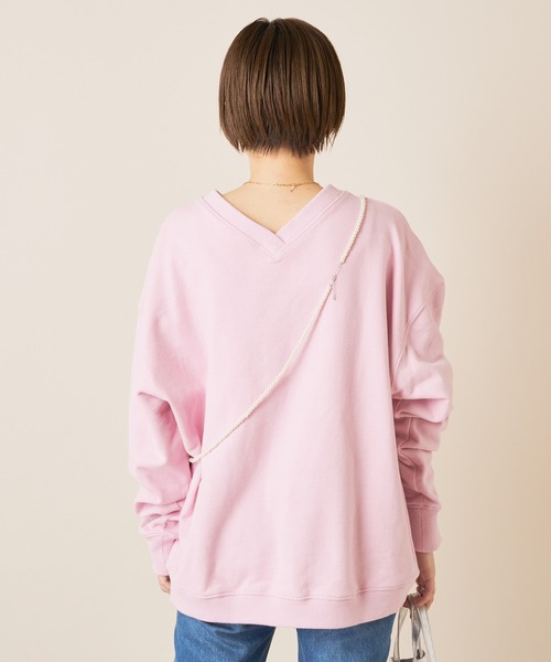 SHENERY(シーナリー)の「バックV裏毛プルオーバー(Tシャツ/カットソー・レディース・チャコールグレー/オフホワイト/ピンク・FREE)」の5枚目の写真