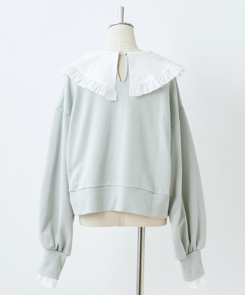 one after another NICE CLAUP（ワンアフターアナザーナイスクラップ）の「ビッグカラ―フリルプルオーバー（Tシャツ/カットソー・レディース・ブラック/オフホワイト/ミント・FREE）」の11枚目の写真