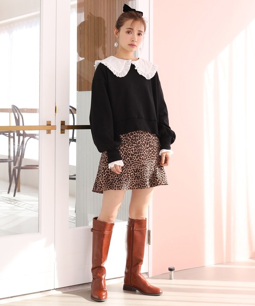 one after another NICE CLAUP（ワンアフターアナザーナイスクラップ）の「ビッグカラ―フリルプルオーバー（Tシャツ/カットソー・レディース・ブラック/オフホワイト/ミント・FREE）」の18枚目の写真